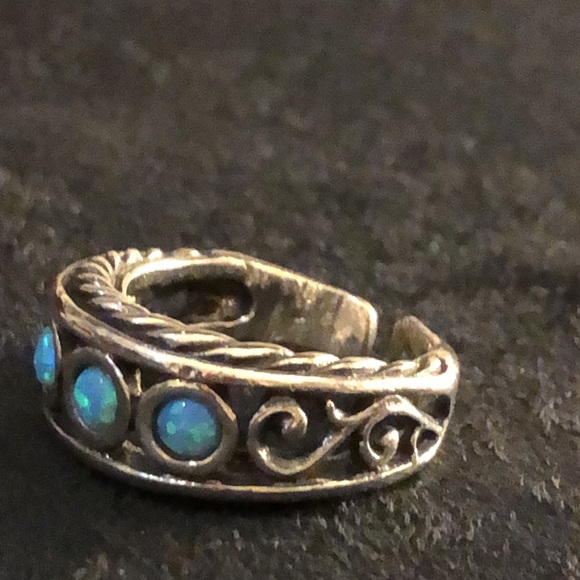 Natural Opal/925 Israel 🇮🇱 Solid Sterling Silver Slit Back Adjustable Ring - Picture 13 of 15